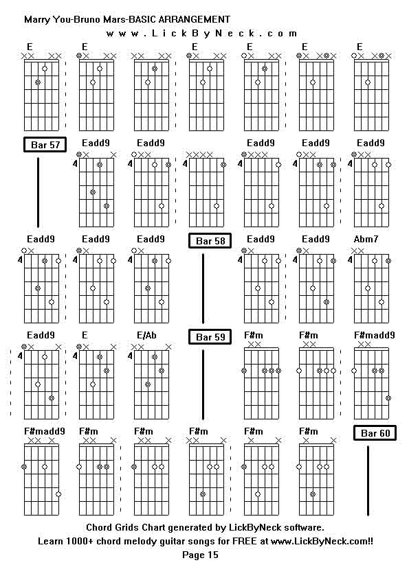 Chord Grids Chart of chord melody fingerstyle guitar song-Marry You-Bruno Mars-BASIC ARRANGEMENT,generated by LickByNeck software.